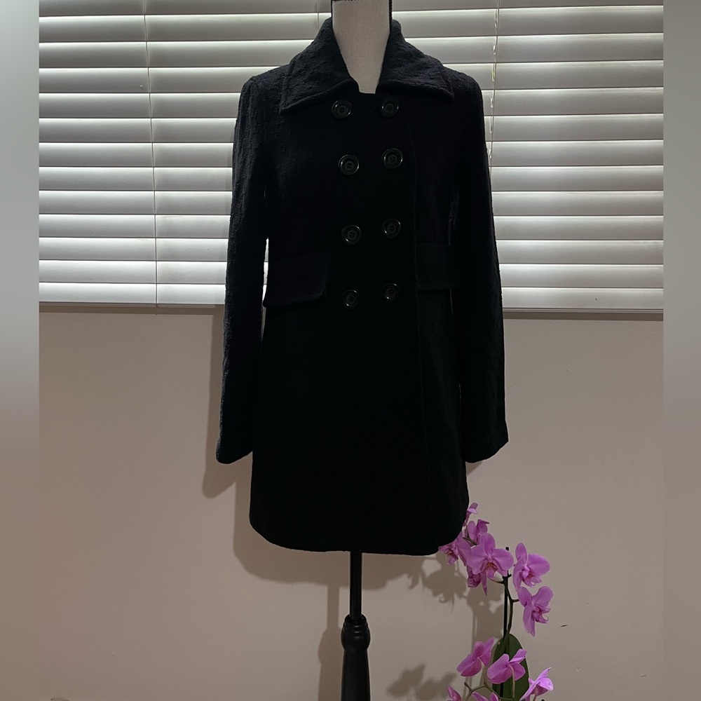 Arden B Black Double-Breasted Pea Coat